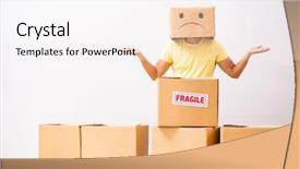  Presentation with man head in hands - Audience pleasing slide deck consisting of box instead of his head backdrop and a white colored foreground