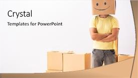  Presentation with box - Colorful slide set enhanced with box instead of his head backdrop and a white colored foreground