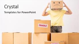  Presentation with unhappy - Amazing slide deck having box instead of his head backdrop and a white colored foreground