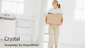  Presentation with sportswoman boxing woman - Amazing slide deck having box moving into new home backdrop and a  colored foreground