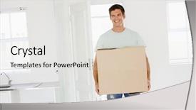  Presentation with new home sales - Beautiful slide deck featuring box moving into new home backdrop and a  colored foreground