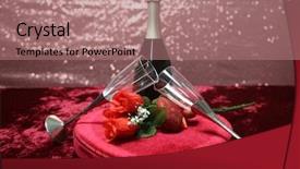  Presentation with text box - Presentation design featuring box of chocolates with rose background and a coral colored foreground