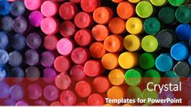  Presentation with rainbow crayons - Colorful PPT theme enhanced with box-of-crayons backdrop and a crimson colored foreground