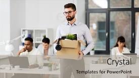  Presentation with loss - Presentation design featuring box of his personal stuff background and a light gray colored foreground