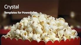  Presentation with popcorn - PPT layouts consisting of box of popcorn background and a wine colored foreground