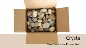  Presentation with text box - Presentation theme enhanced with box of rocks round river background and a coral colored foreground
