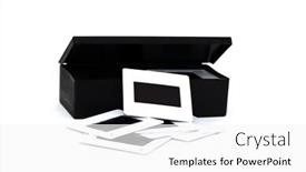  Presentation with box - Presentation featuring box-of-slide-films-isolated background and a white colored foreground
