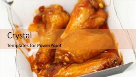  Presentation with grill out - Slide deck having box of take out chicken background and a gold colored foreground
