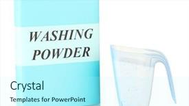  Presentation with measuring - Colorful PPT theme enhanced with box of washing powder backdrop and a cool aqua colored foreground