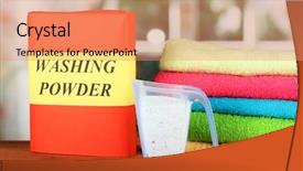  Presentation with powder - Audience pleasing PPT theme consisting of detergent powders - box of washing powder backdrop and a coral colored foreground