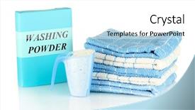  Presentation with measuring - PPT layouts with detergent powders - box of washing powder background and a white colored foreground