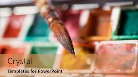  Presentation with brush - Slide deck enhanced with box-of-watercolors-and-brush background and a yellow colored foreground