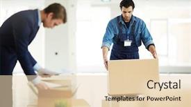  Presentation with worker - PPT layouts having box on top of another background and a lemonade colored foreground