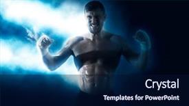  Presentation with muay thai kickboxing kickboxer boxing - Presentation design featuring box or muay thai fighter background and a navy blue colored foreground