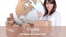  Presentation with international relations - Amazing presentation having international relations - happy young woman holding backdrop and a coral colored foreground