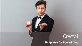  Presentation with portrait happy family smiling - PPT layouts with box with an engagement ring background and a  colored foreground