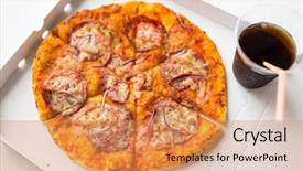  Presentation with unhealthy drink - Presentation design consisting of box with cup of cola background and a coral colored foreground