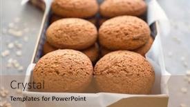  Presentation with cookies - PPT theme with box-with-delicious-oatmeal-cookies background and a  colored foreground