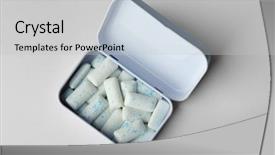  Presentation with chewing gum - PPT theme consisting of box with mint chewing gum background and a light gray colored foreground