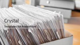  Presentation with archive - Beautiful PPT theme featuring box with old paper documents backdrop and a light gray colored foreground