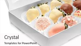  Presentation with white chocolate - Slide set consisting of box with tasty chocolate dipped background and a  colored foreground