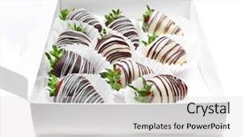  Presentation with chocolate strawberry - Presentation design featuring box with tasty chocolate dipped background and a light gray colored foreground
