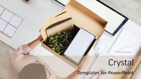  Presentation with new office - Presentation consisting of box with various stuff necessary background and a  colored foreground