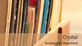  Presentation with vinyl - PPT theme having box-with-vinyl-records background and a coral colored foreground