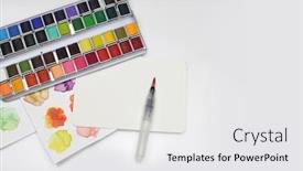  Presentation with brush - Amazing presentation design having box-with-watercolors-brush backdrop and a white colored foreground