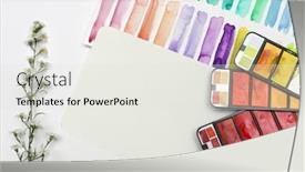  Presentation with flat - Audience pleasing PPT layouts consisting of box-with-watercolors-on-light backdrop and a light gray colored foreground