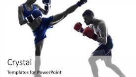  Presentation with kickboxing - Colorful PPT theme enhanced with boxer boxing one man kickboxing backdrop and a white colored foreground
