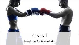  Presentation with kickboxing - Audience pleasing presentation theme consisting of boxer boxing one man kickboxing backdrop and a white colored foreground