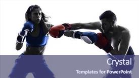  Presentation with kickboxing - PPT layouts having boxer boxing one man kickboxing background and a ocean colored foreground