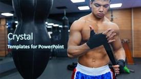  Presentation with fight two boxer boxing - Slides with boxer getting ready for fight background and a  colored foreground