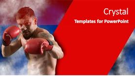  Presentation with red banner - Audience pleasing presentation consisting of boxer-in-red-gloves-sports backdrop and a black colored foreground