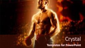  Presentation with boxer - PPT theme consisting of boxer-in-red-gloves background and a wine colored foreground