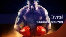  Presentation with boxer - Amazing PPT theme having boxer-in-red-gloves backdrop and a navy blue colored foreground