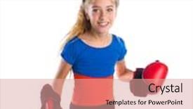  Presentation with boxing - PPT layouts featuring boxer kid blond girl background and a coral colored foreground