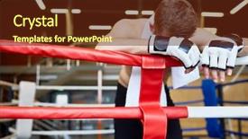  Presentation with boxing ring - Beautiful presentation theme featuring boxer leaning on boxing-ring backdrop and a tawny brown colored foreground