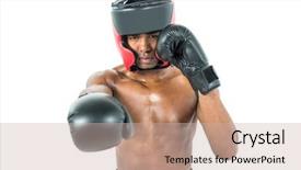  Presentation with boxer - Audience pleasing presentation design consisting of boxer performing upright stance on white background backdrop and a soft green colored foreground