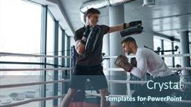 Presentation with personal - Presentation with boxer-practicing-with-personal-trainer background and a  colored foreground