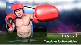  Presentation with boxing ring - Beautiful theme featuring boxer punching against black background against composite image of boxing ring backdrop and a tawny brown colored foreground
