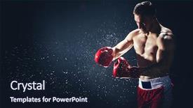  Presentation with boxer - Audience pleasing PPT layouts consisting of beat anger - boxer punching his gloves backdrop and a wine colored foreground