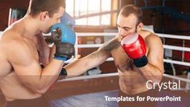  Presentation with boxer - Audience pleasing presentation theme consisting of boxer sents his opponent to the knockout backdrop and a tawny brown colored foreground