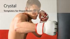  Presentation with boxer - Presentation theme featuring boxer training with punching bag background and a soft green colored foreground