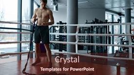  Presentation with bandages - PPT theme with boxer-twisting-bandages-getting-ready background and a tawny brown colored foreground