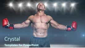  Presentation with landscape desert - Slides enhanced with boxer with arms outstretched against desert landscape background and a ocean colored foreground