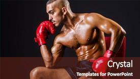  Presentation with boxer - Theme enhanced with boxer with red gloves in dark room background and a tawny brown colored foreground