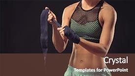  Presentation with boxer - PPT layouts with boxer woman applying wrist wraps background and a tawny brown colored foreground