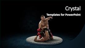  Presentation with fight two boxer boxing - Slide deck featuring boxer won first place mixed background and a  colored foreground